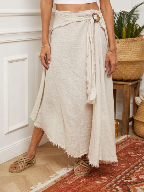 Linen Skirt with Drawstring