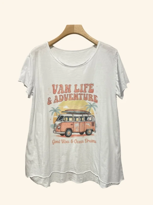 Printed T-Shirt with Rhinestones — Van Life & Adventure
