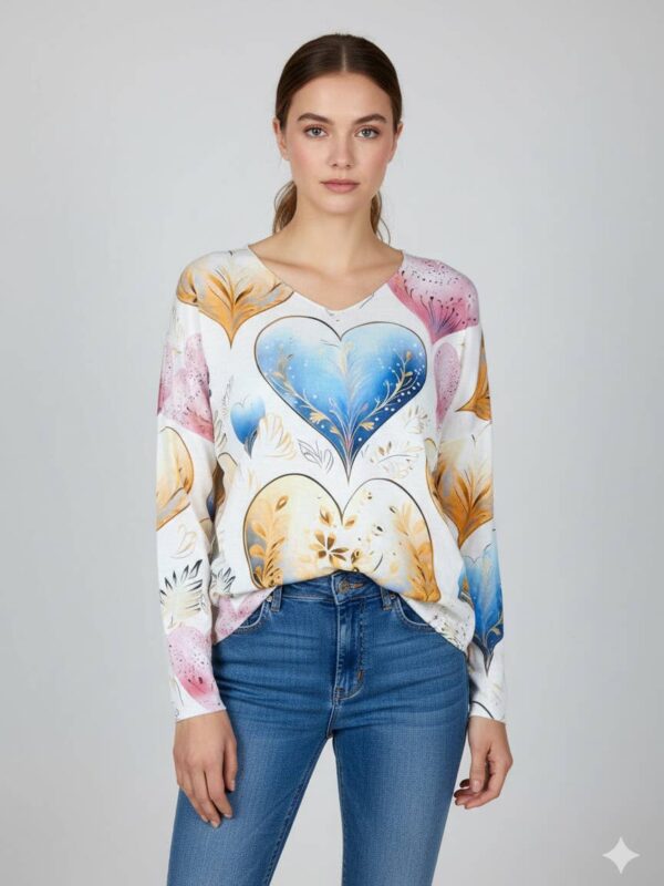 Printed V-Neck Sweater