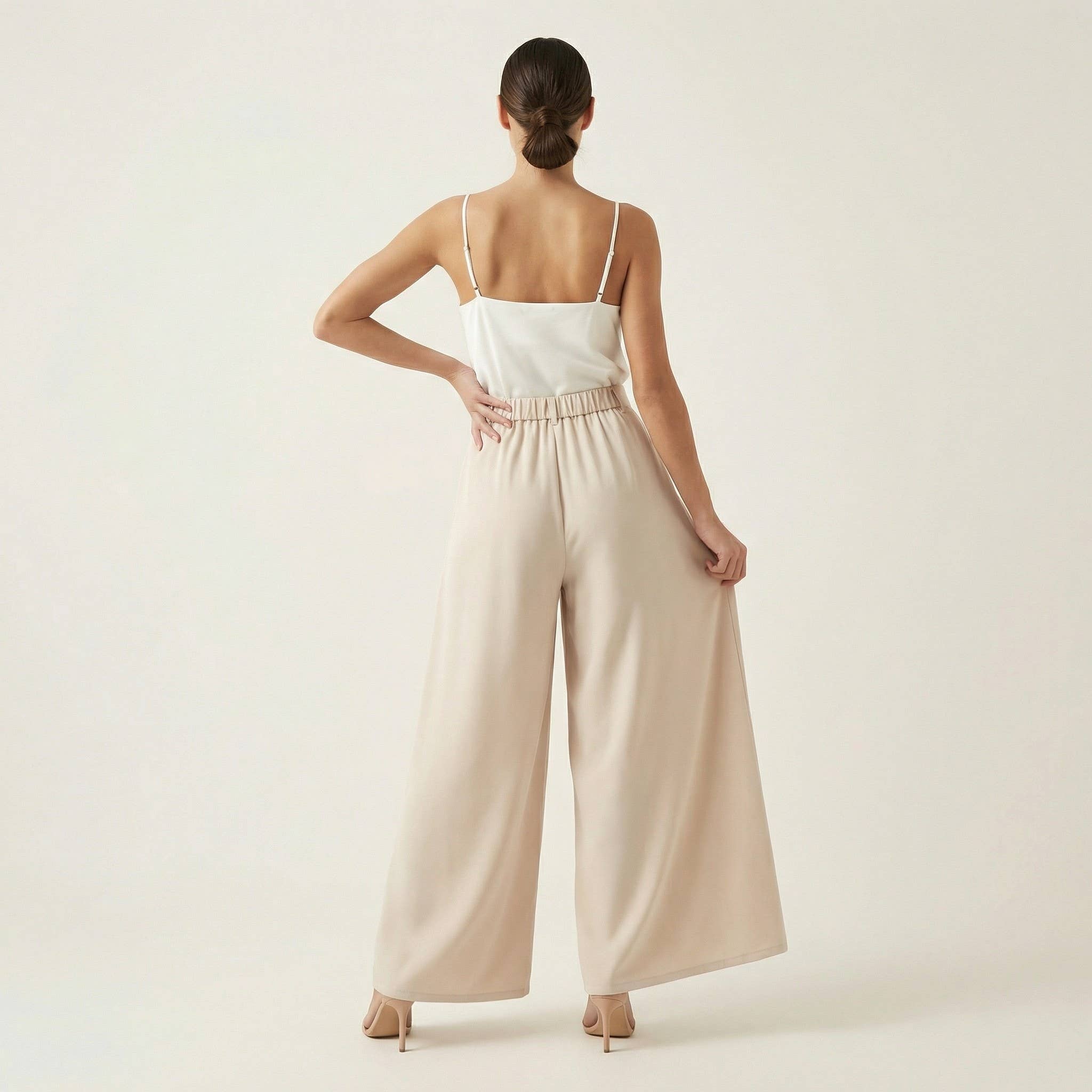 Wide Fluid Pleated Pants with Tie Belt - Image 2