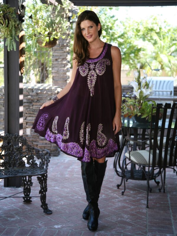 Paisley Tank Cover Up Embroidered One Size Dress