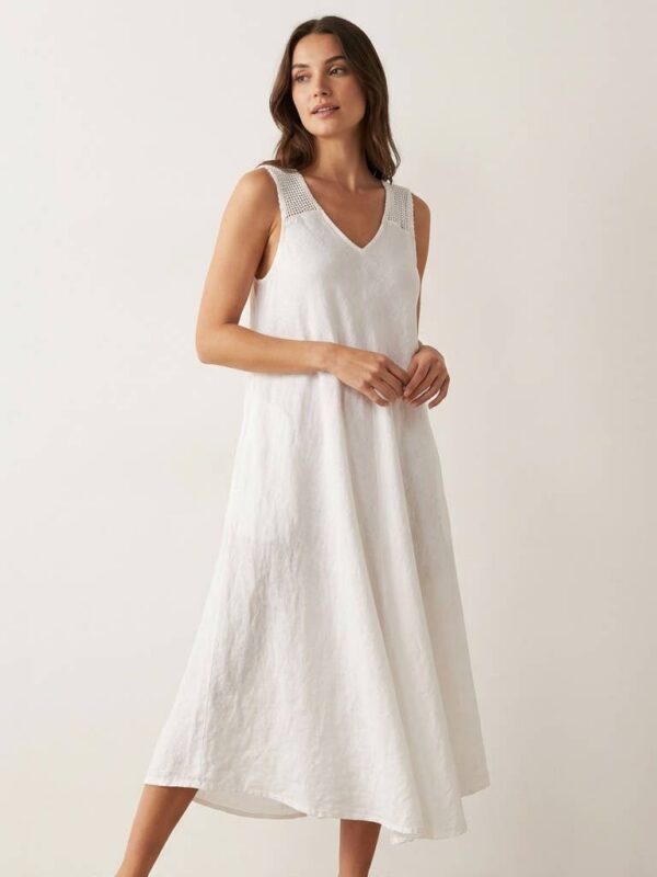 V-Neck Midi Dress with Wide Straps and Pockets